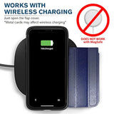 VENA vCommute Wallet Case Compatible with Apple iPhone 12 Pro Max (6.7"-inch), (Military Grade Drop Protection) Flip Leather Cover Card Slot Holder with Kickstand - Blue