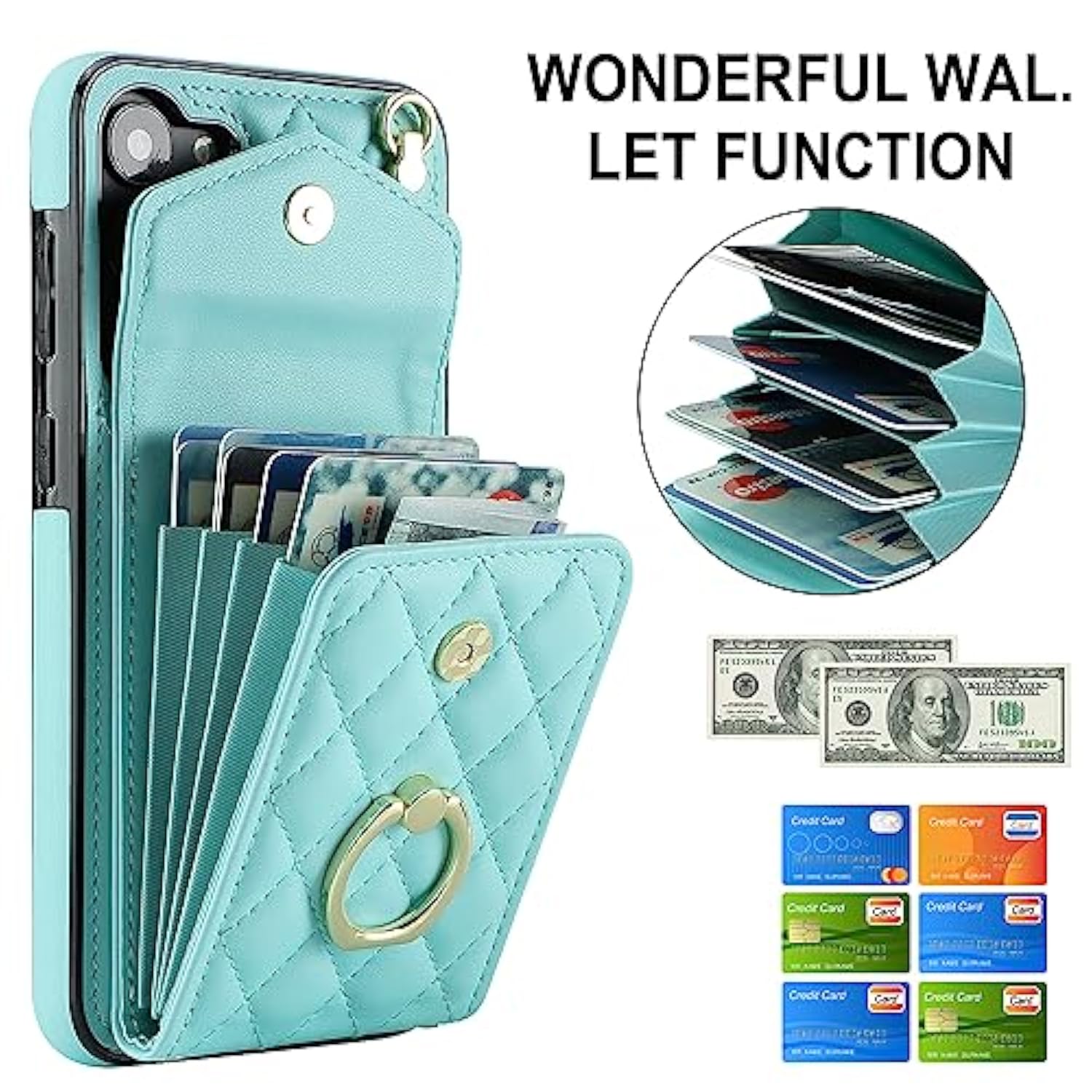 Phone Case For Samsung Galaxy A16 5G/4G Wallet Cover With Tempered Glass Screen Protector And Crossbody Wrist Strap Ring Rfid Blocking Credit Card Holder Leather Cell A 16 Women Men Girls Teal