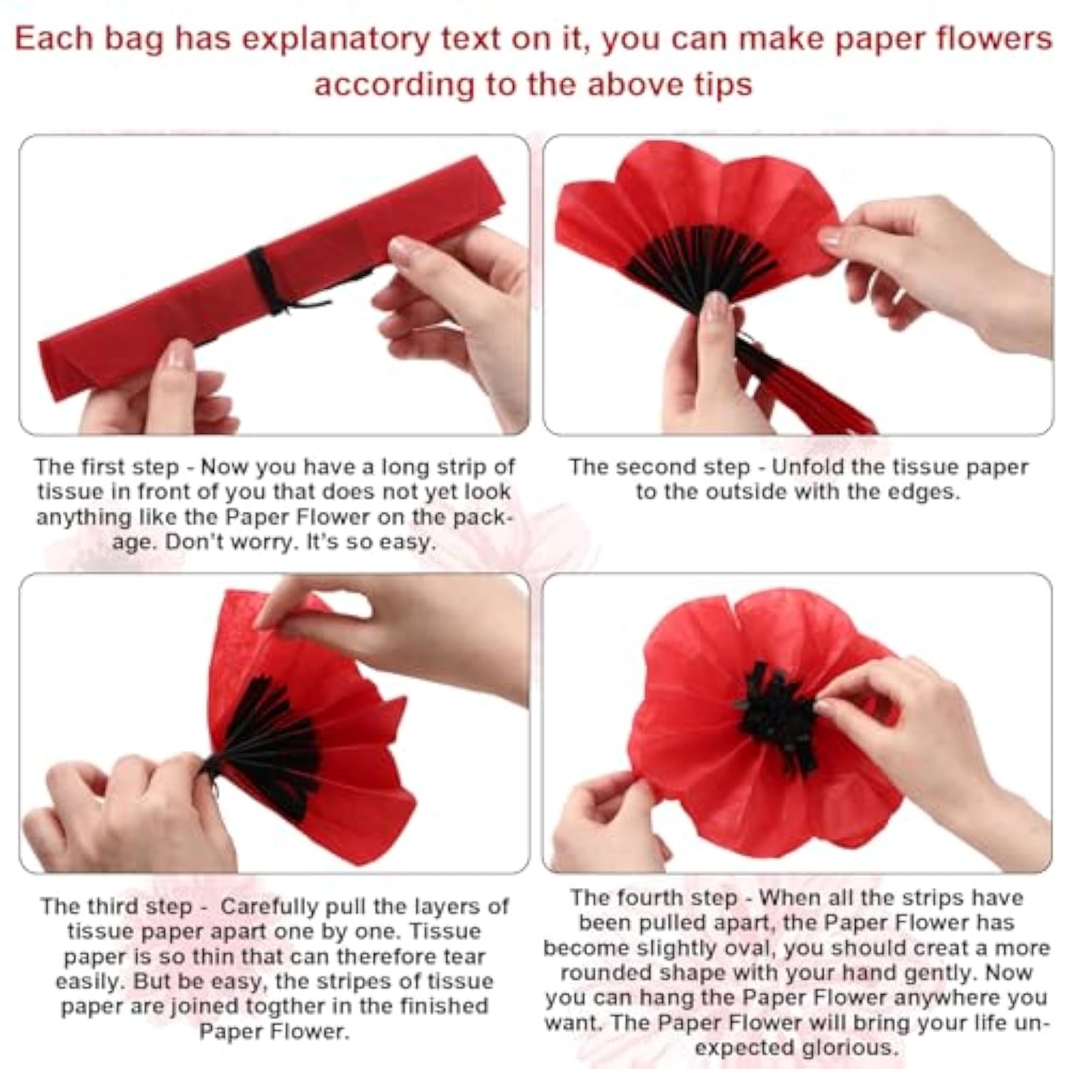 18 Pcs Halloween Artificial Red Poppy Flowers Large Poppies Fake Flowers For Wicked Birthday Veterans Day Carnival Back To School Party Backdrop (6,8,12 Inches)