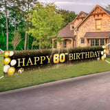 Black & Gold 60Th Birthday Banner Decorations - Extra Large 118"X20" Reusable Yard Sign For Men & Women, Over The Hill Party Decor Indoor Outdoor, Diamond Jubilee Celebration