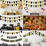 64Ft Gold Triangle Pennant Banner Flag Metallic Paper Bunting Garland For Hanging Backdrop Birthday Party Decorations Graduation Bachelorette Bridal Wedding Baby Shower New Year Party Supplies