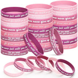 30 Pcs Motivational Quote Rubber Wristbands Inspirational Silicone Bracelets Stretch Unisex Wristbands For Women Men Graduation Gifts(Pink)