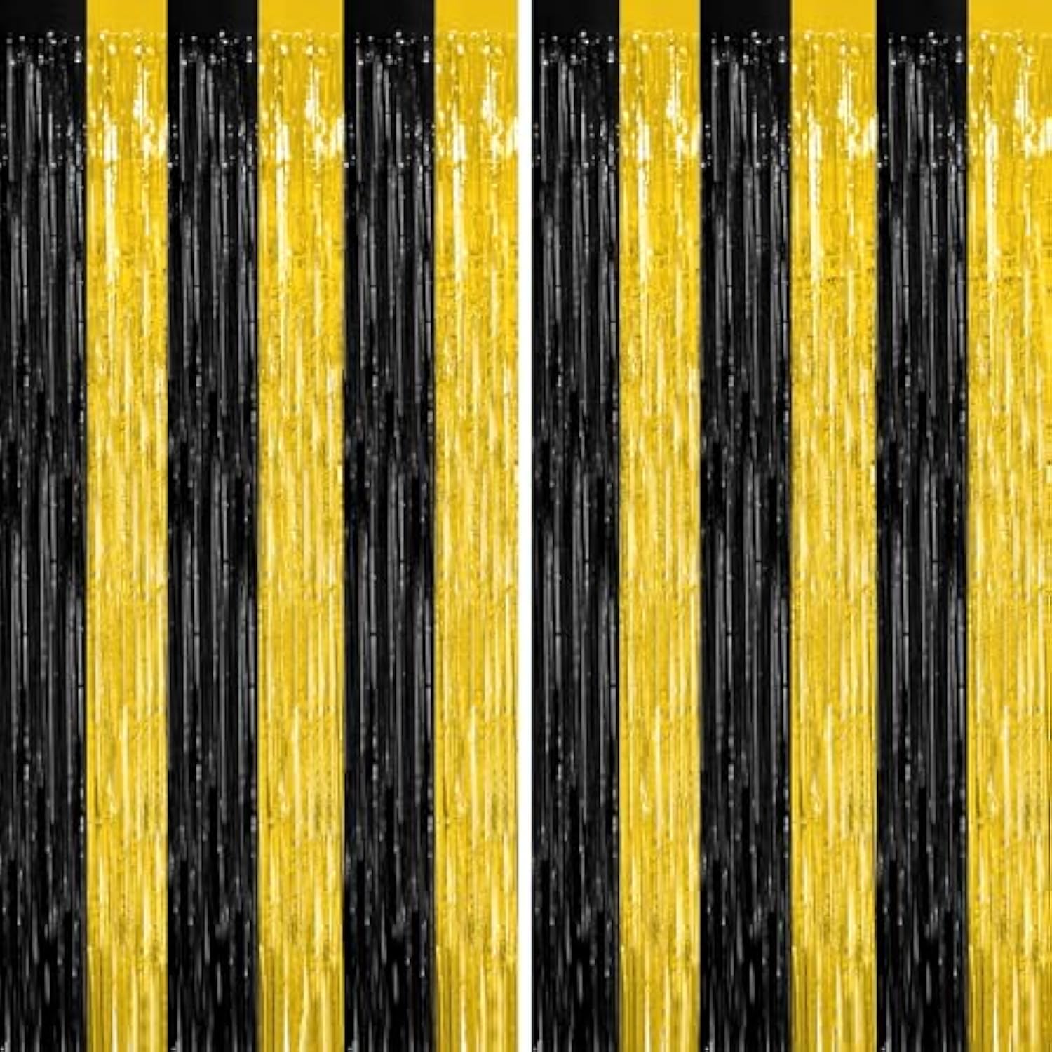2 Pack Graduation Backdrop 3.28x7.05ft Black & Gold Foil Curtains