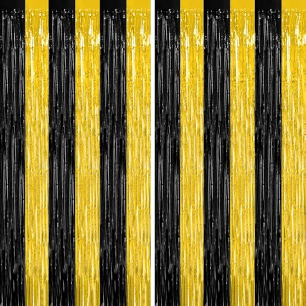 2 Pack Graduation Backdrop 3.28x7.05ft Black & Gold Foil Curtains