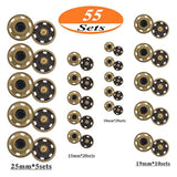 55 Sets Sew-On Snap Buttons Metal Snap Fastener Durable Press Studs Bu