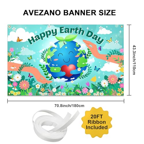 Earth Day Banner 70.8 x 43.3 Inch Green Polyester Occasion Earth Day Party Decorations