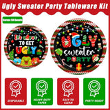 200pcs Christmas Ugly Sweater Party Plates Red Green Disposable Tableware Set