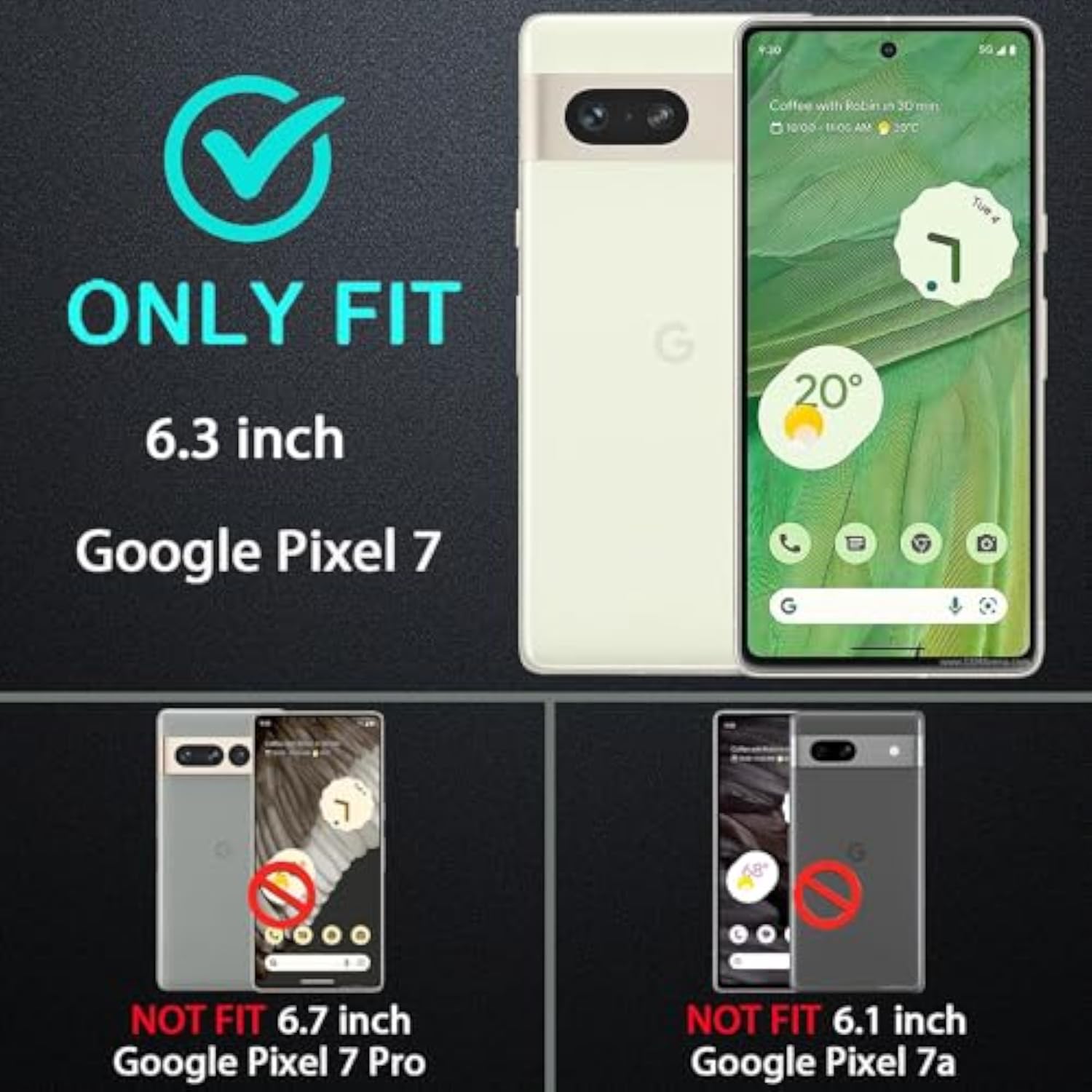 Google Pixel 7 3 in 1 Heavy Duty Shockproof Case with Tempered Glass Screen Protector Aqua Blue/Pink