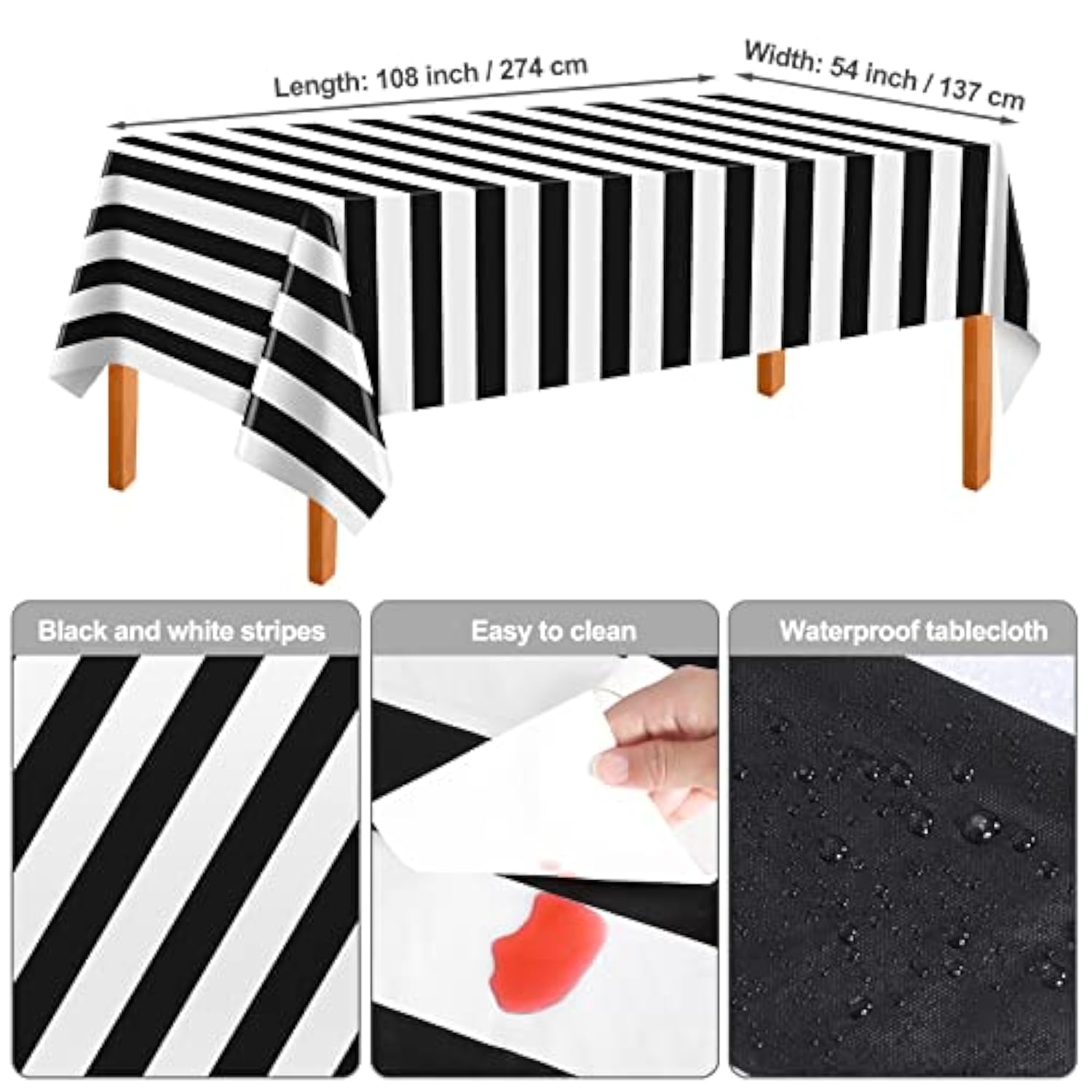 113 Pieces Black And White Striped Party Supplies Table Decorations Includes Paper Napkins Cups Plates Knives Forks Spoons Tablecloth Disposable Tableware Set For Birthday Graduation Wedding