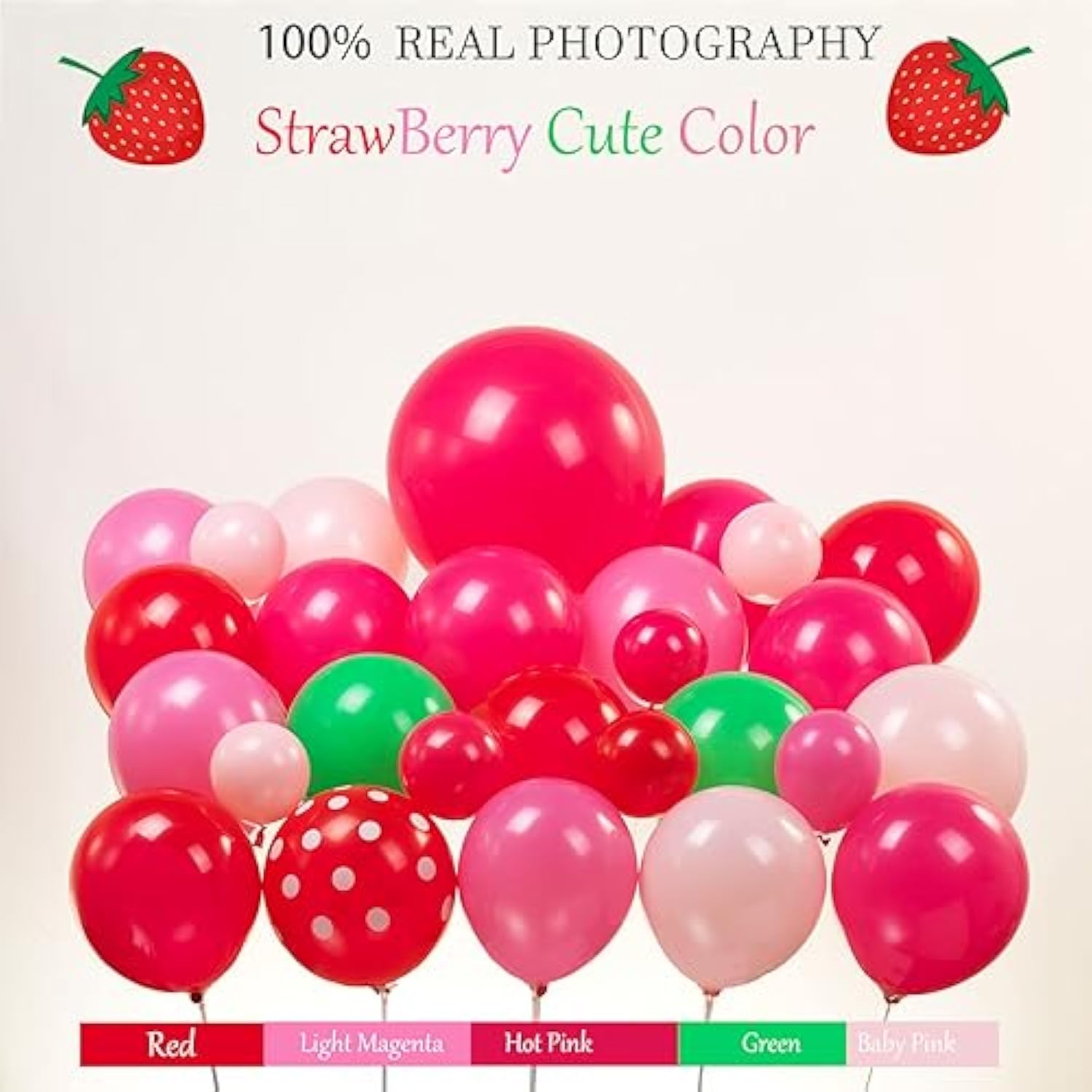 120 Pcs Strawberry Balloon Garland Kit Large Mylar Strawberry for 1st Birthday