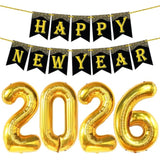 5 Pcs 2026 New Year Banner & Gold Balloons 10ft Party Set