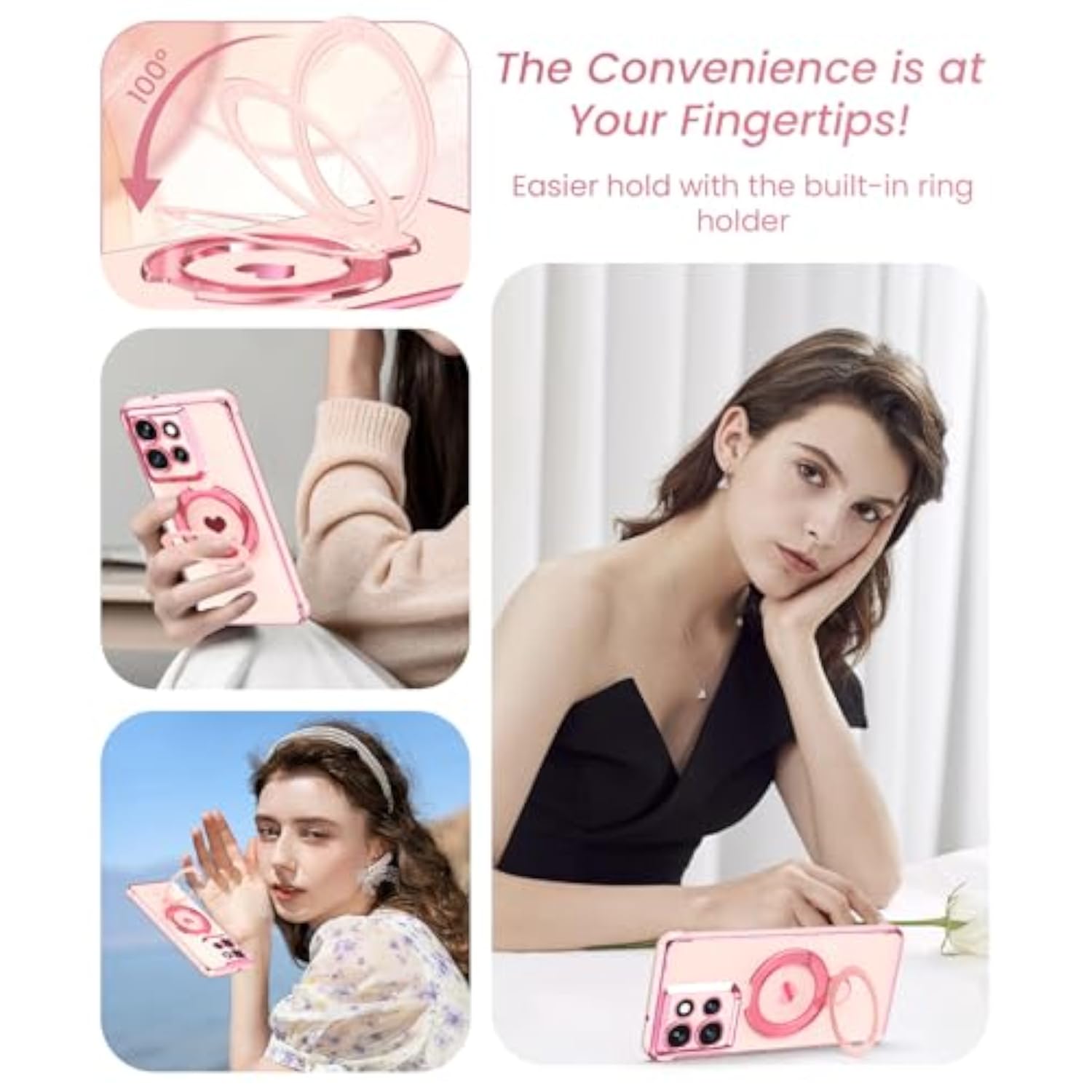 Cute Plated Gold Phone Case for Motorola Moto G 5G 2026 - Pink