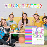 20 Bounce House Birthday Invites - Gymnastics Party Fill-In Invites - Jump & Play Theme With Rainbow Trampoline Design - Gymnastics Birthday Party Decoration-A018