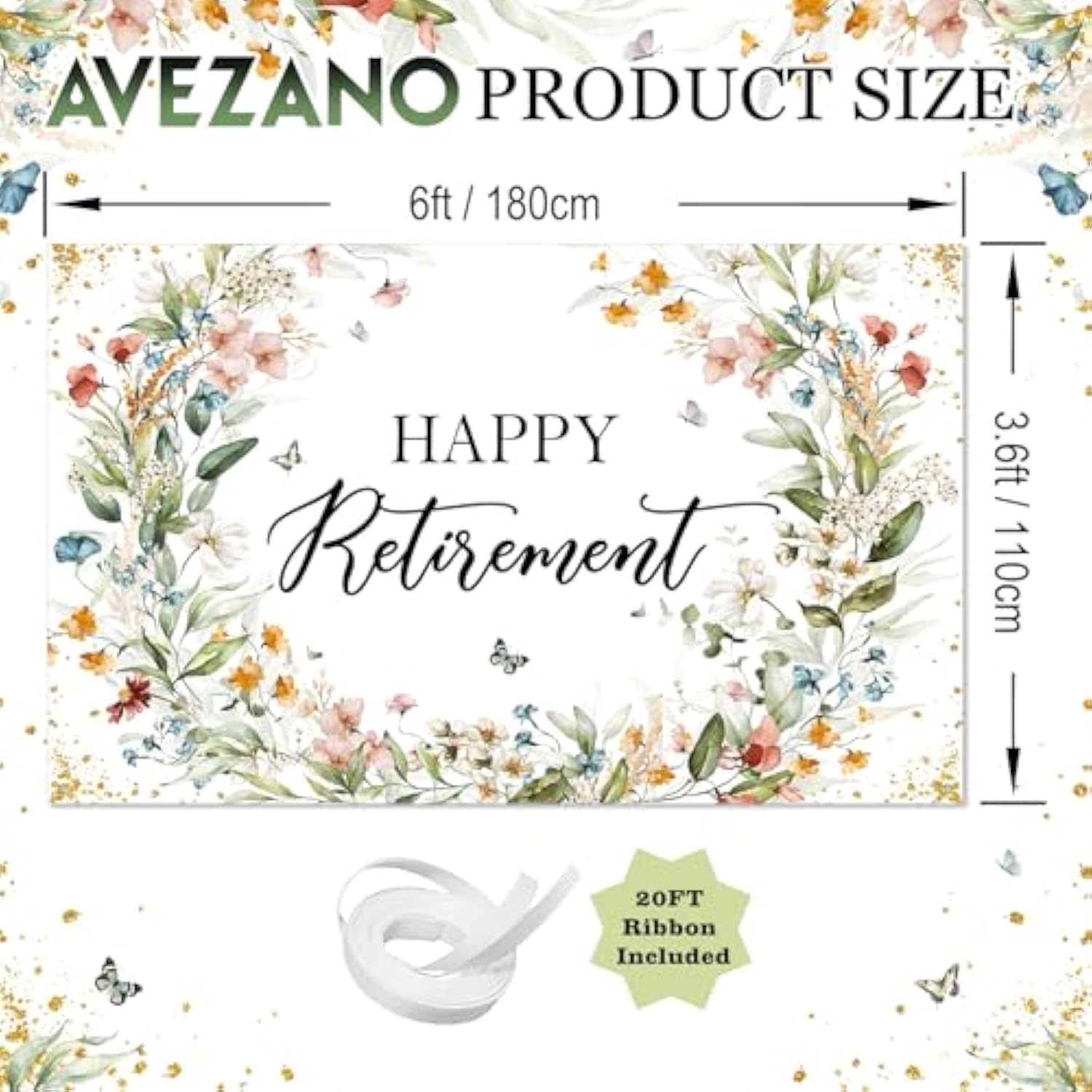 Happy Retirement Banner Wildflower Themed Happy Retirement Party Decorations Backdrop Floral We Will Miss You Going Away Retire Party Decor 70.8 X 43.3 Inch