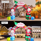 12.5Ft Christmas Inflatables Archway, Inflatable Santa Claus And Snowman Sitting On Gift Boxes, Christmas Arch Blow Up Y