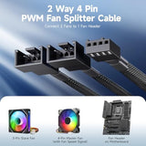 Cable Matters 2-Pack 2 Way 4 Pin PWM Fan Splitter Cable - 4 Inches, PC Fan Splitter 1 to 2 Converter, PC-Fan Extension Cable