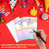 Unicorn Birthday Party Invitation, Magical Unicorn Themed Fill-In Invites For Friends, 20 Invitations With Envelopes (4" X 6"), Rainbow Party Favors Decorations And Supplies -29