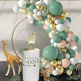 Sage Green Balloons, 117Pcs Green Balloons Arch Kit, White Gold Confetti Balloons And Retro Green Latex Balloons For Birthday Party Wedding Shower Balloons Arch Decorations