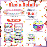 24 Pcs Music Party Bracelets Rave Kandi Bracelets Wear And Trade Handmade Party Trinkets Vibes Alphabet Plur Music Festival Accessories Different Phrases Every Time For Women Men