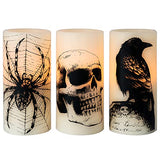 Skull Halloween Flameless Candles Battery Operated with 6H Timer
