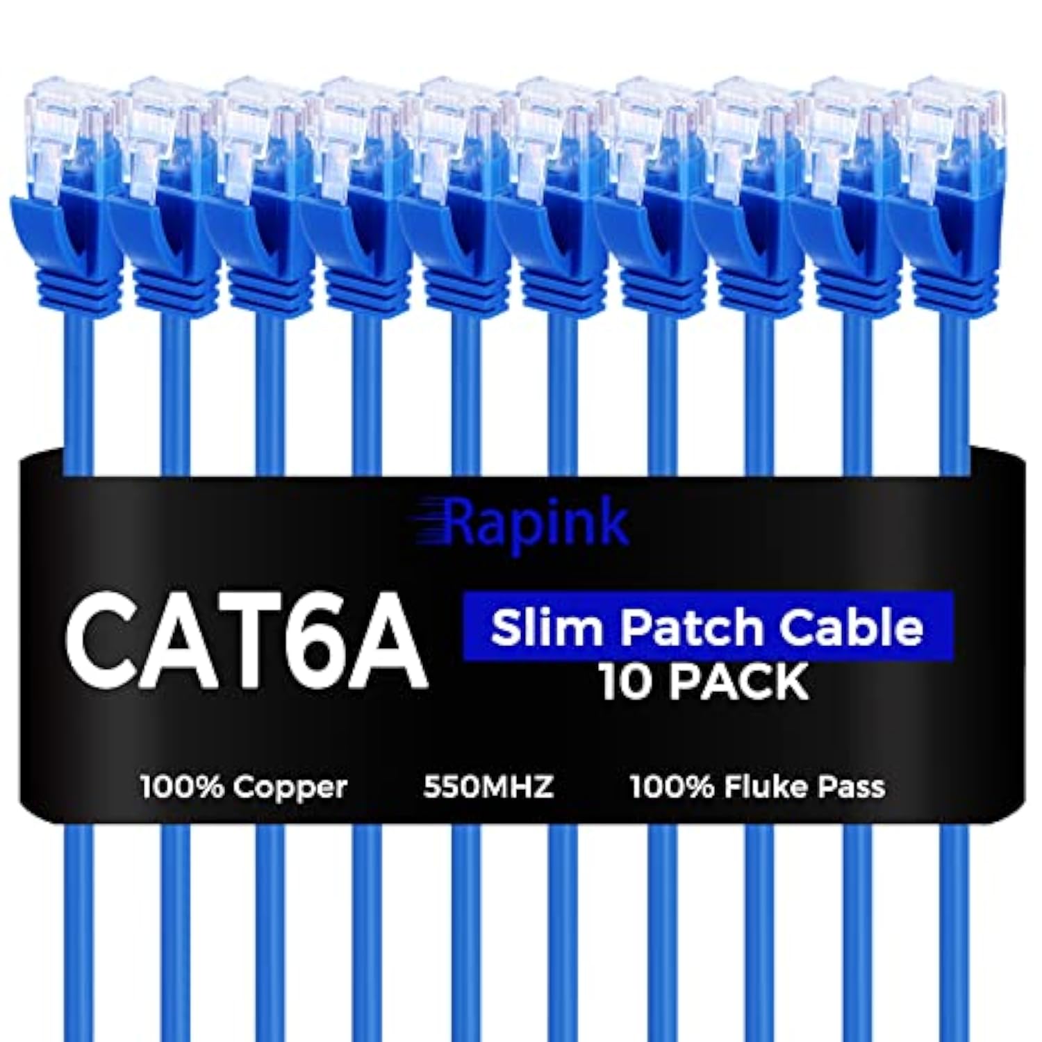 Patch Cables Cat6A 1Ft (10 Pack) Slim, Cat6A Ethernet Patch Cable 10G Support,