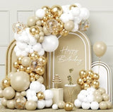 91 Piece White and Gold Balloon Arch Kit DIY Party Decoration Set for Wedding Birthday and Events