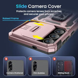 For Samsung Galaxy S25 Fe Case [Hd Screen Protector] [Full Camera Lens Cover] [360°Rotated Kickstand Ring] [Heavy Duty Protection] Hard Rugged Protective Phone Cover For S25 Fe - Rose Gold