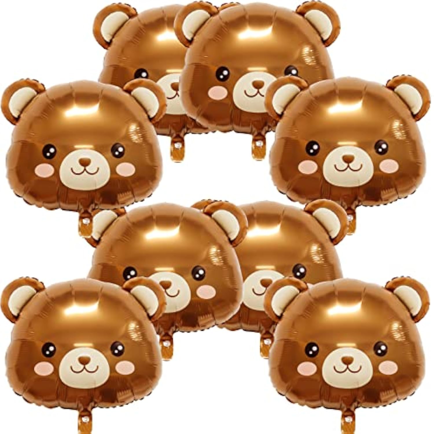 8Pcs Bear Balloon Farm Animal Balloons, Cute Bear Shaped Brown Balloons Foil Balloons For Baby Shower Decorations Animal Birthday Party Jungle Theme Party Decoration, Birthday Party Decor Supplies