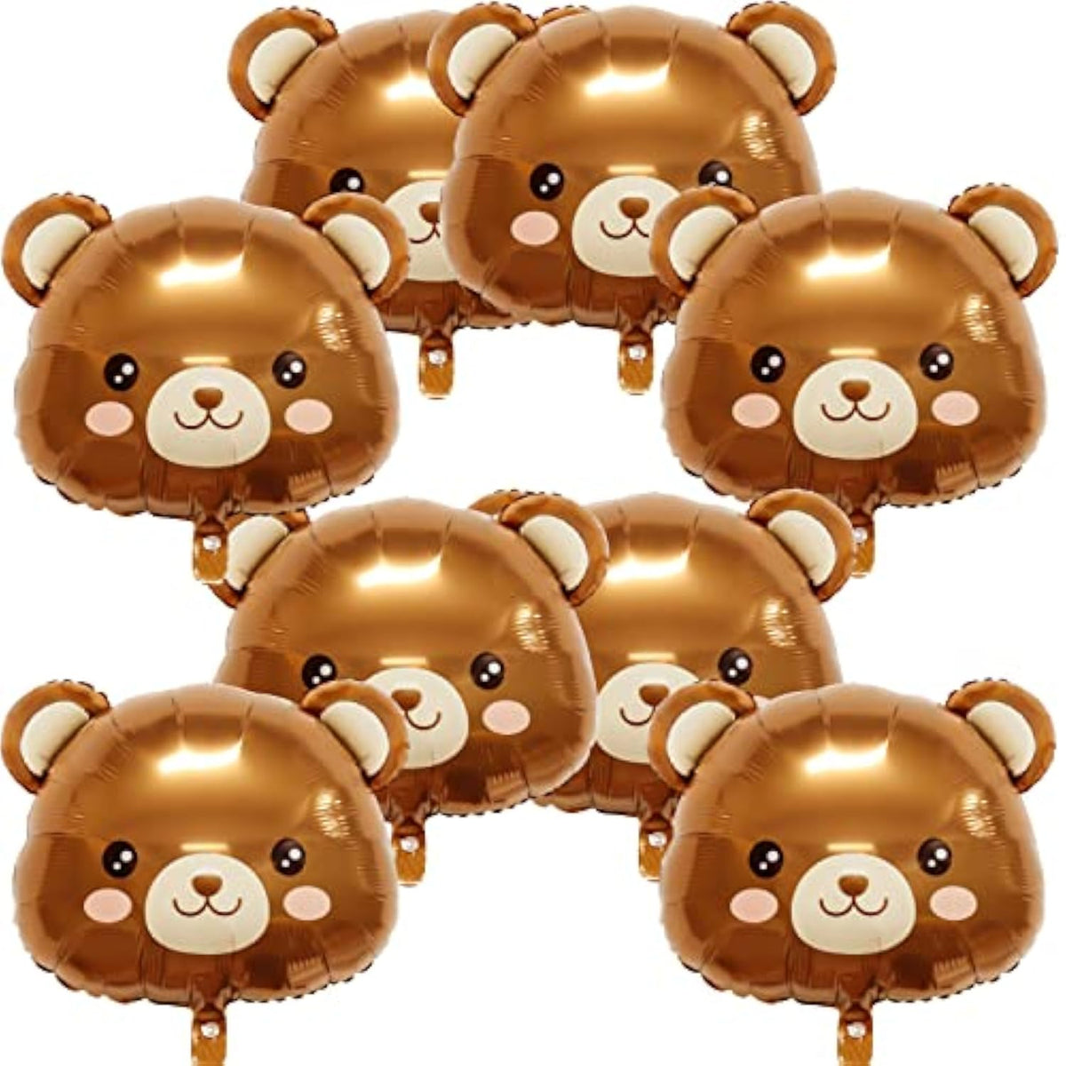 8Pcs Bear Balloon Farm Animal Balloons, Cute Bear Shaped Brown Balloons Foil Balloons For Baby Shower Decorations Animal Birthday Party Jungle Theme Party Decoration, Birthday Party Decor Supplies