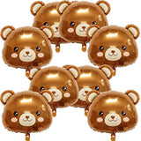 8Pcs Bear Balloon Farm Animal Balloons, Cute Bear Shaped Brown Balloons Foil Balloons For Baby Shower Decorations Animal Birthday Party Jungle Theme Party Decoration, Birthday Party Decor Supplies