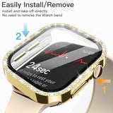Bling Diamond Case with Screen Protector for  Watch Series 11/10 42mm, Overall Protective Cover, Built-in Tempered Glass Film High Sensitivity,