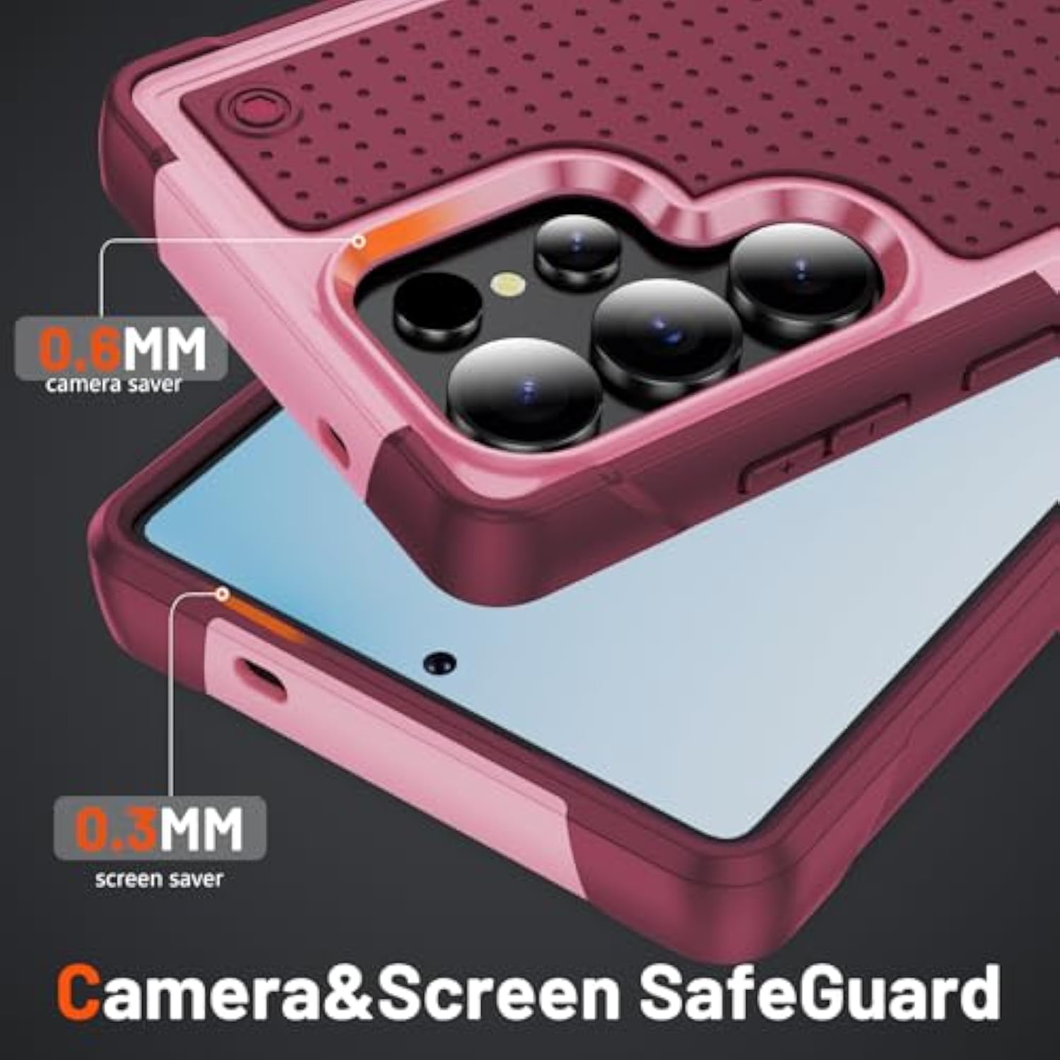 Designed For Samsung Galaxy S25 Ultra Case 2 In 1 Gift Militay Grade Drop Protective Rugged Heavy Duty Cover Shockproof Case For Galaxy S25 Ultra Phone Case For Women Men Boy Girl (Pink+Rose Red)