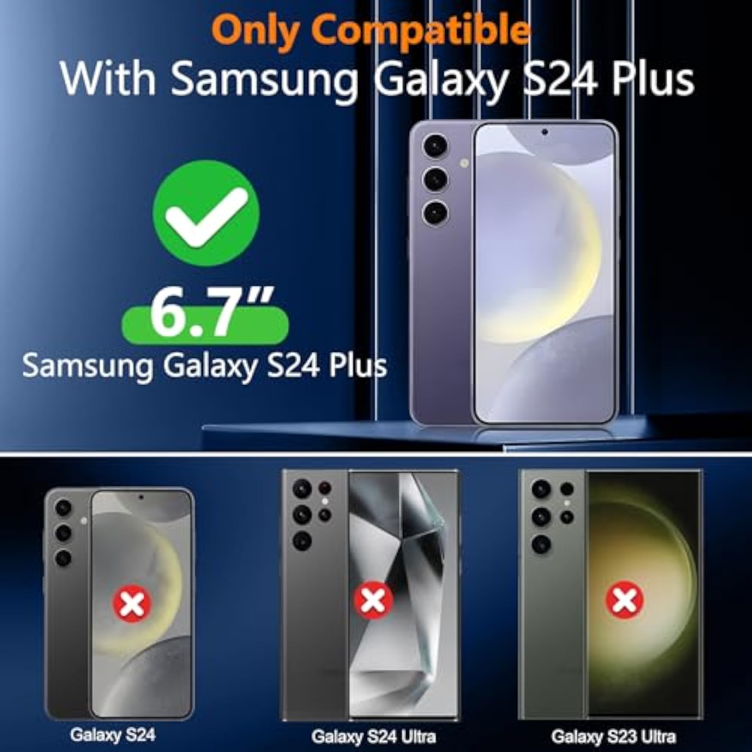 Designed For Samsung Galaxy S24 Plus Case, [10 Ft Grade Drop Protection] Heavy Duty Shockproof Phone Case For Galaxy S24 Plus 6.7 Inch, Black