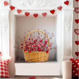 6 Pcs Valentines Day Decorations,16 Inch Red And Pink Hearted Picks With Berries,Flowers For Valentines Day,Artificial Flowers For Table,Valentine'S Day,Anniversary,Birthday,Party Decorations