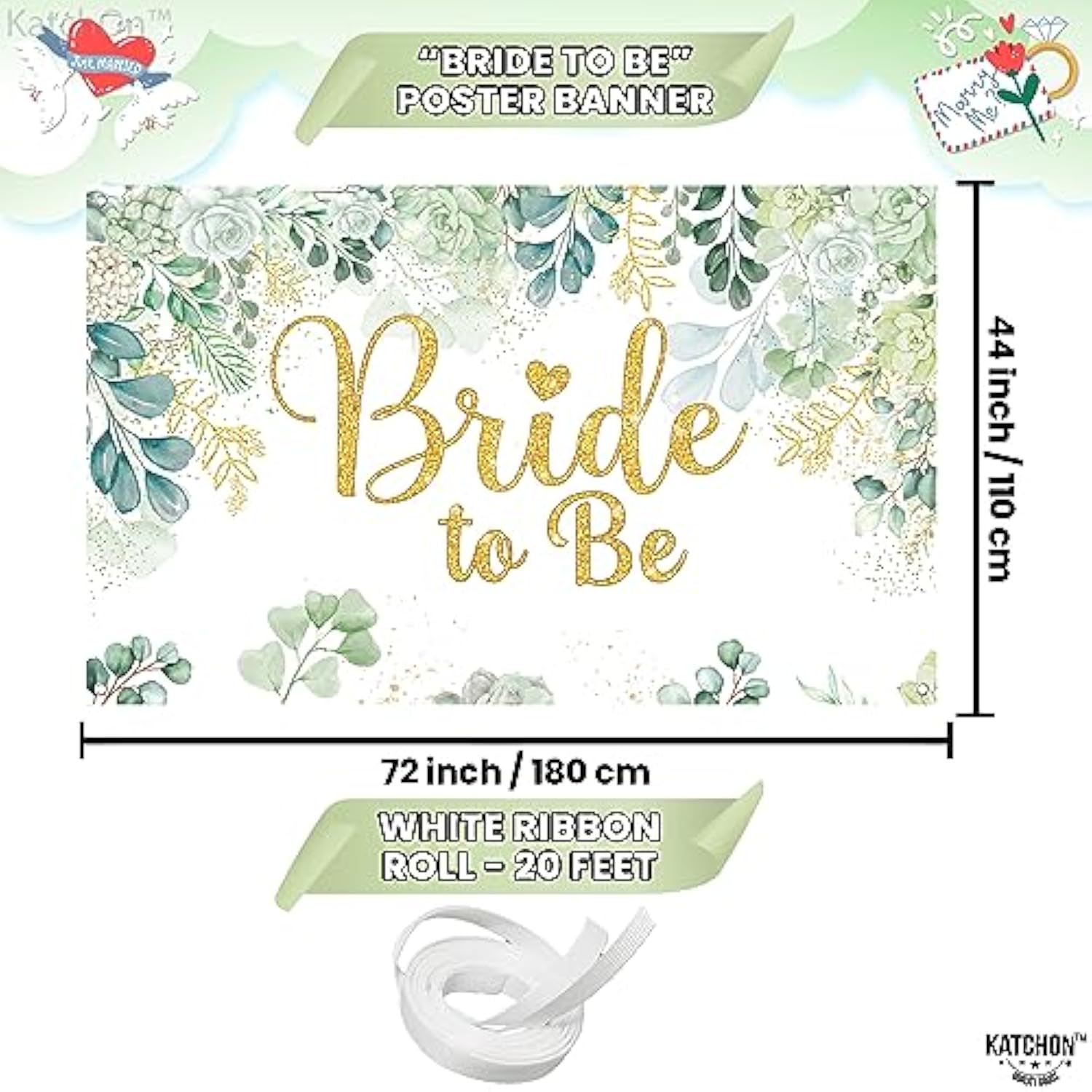 , Green Bride To Be Banner - Xtralarge, 72X44 Inch | Sage Green Brides To Be Sign For Bridal Shower Decorations | Wedding Shower Decorations | Bridal Shower Backdrop | Bride To Be Decorations