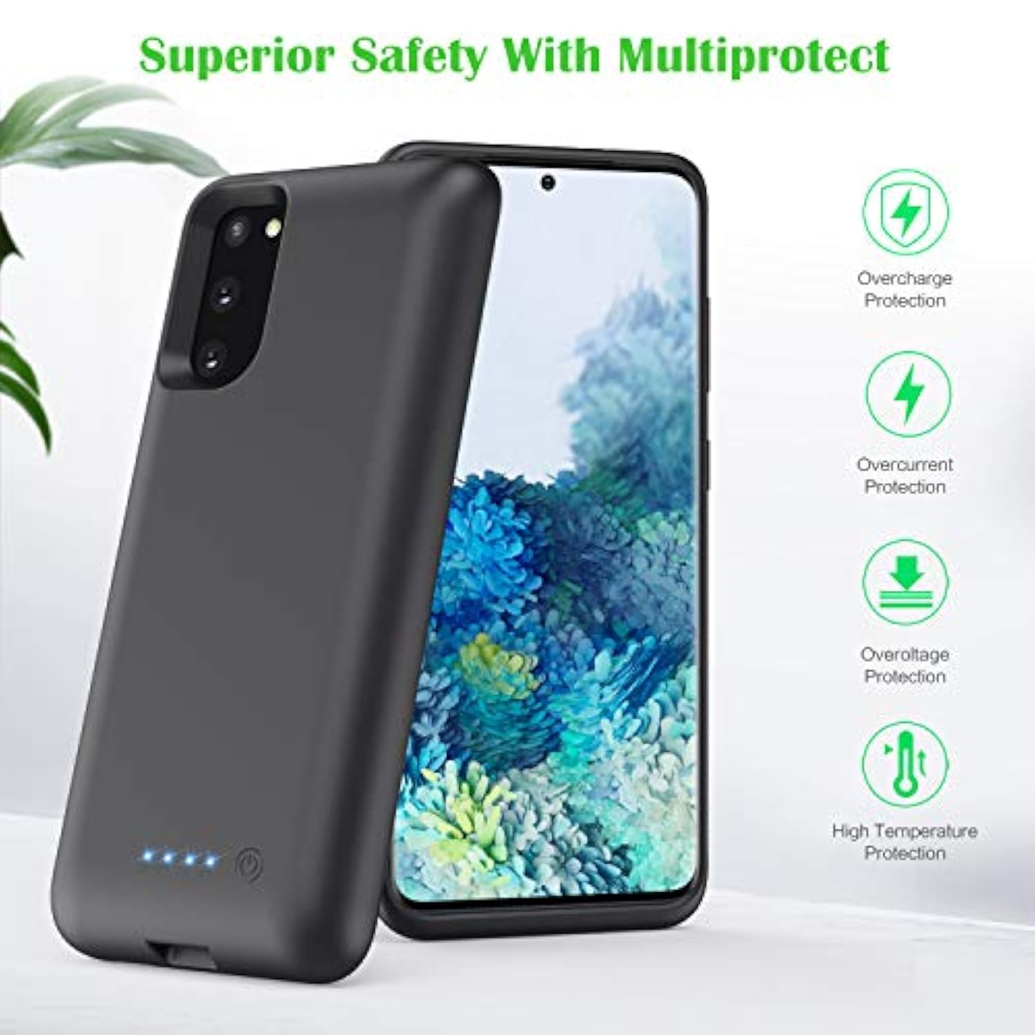 Battery Case For Galaxy S20[6.2 Inch], 7500Mah Rechargeable Portable Charger Case Extended Battery Pack For Samsung Galaxy S20 (Not For S20 Plus,S20+,S20 Utral,S20Fe)