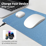 Fast Wireless Charging Mouse Pad 15W, Office Desk Pad With Ultra-Smooth Surface Non-Slip Rubber Base, Waterproof Mousepad For Computers/Office/Work/Home/Pad For Iphone Samsung (Light-Gray)