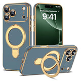 Grey Blue Plating Phone Case for iPhone 17 Pro with 6.3" Stand