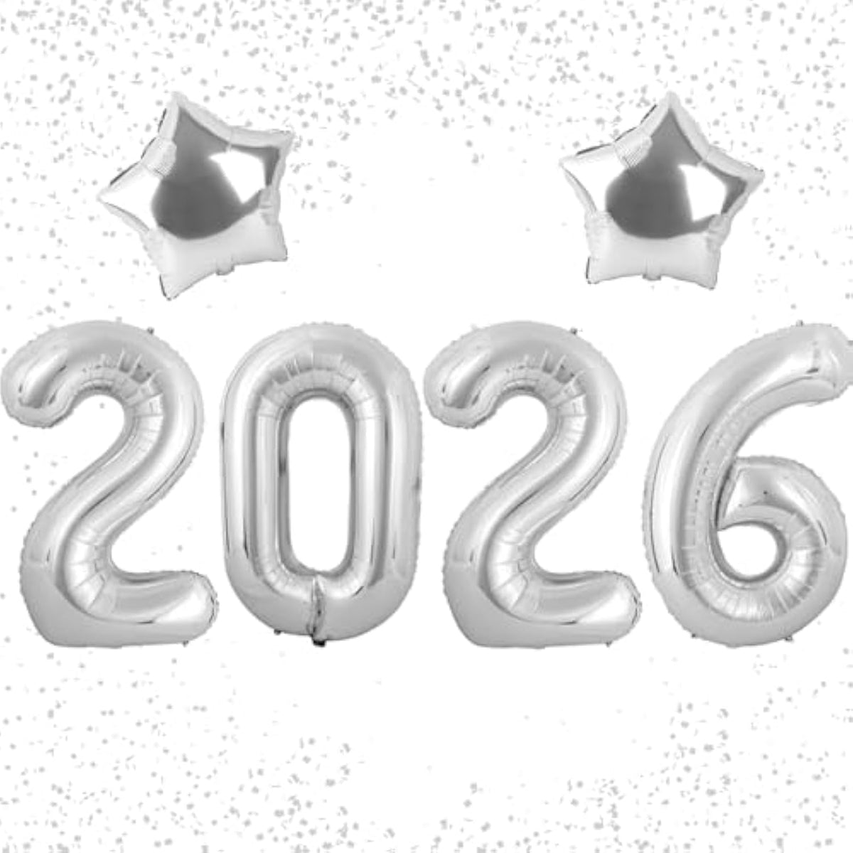 2026 Large 40 Inch Silver Number Balloons for New Year Party Decorations