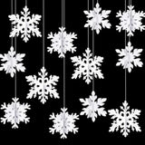 Snowflake Snow-White Christmas Party-Decorations Garland - 12Pcs 3D Winter Wonderland Frozen Hanging Streamers Banner,Baby Bridal Shower Birthday Wedding Classroom Decor Supplies