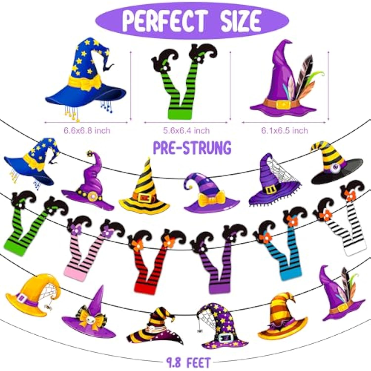 Halloween Witch Hat & Boot Banner Set - Witch Theme Party Decor