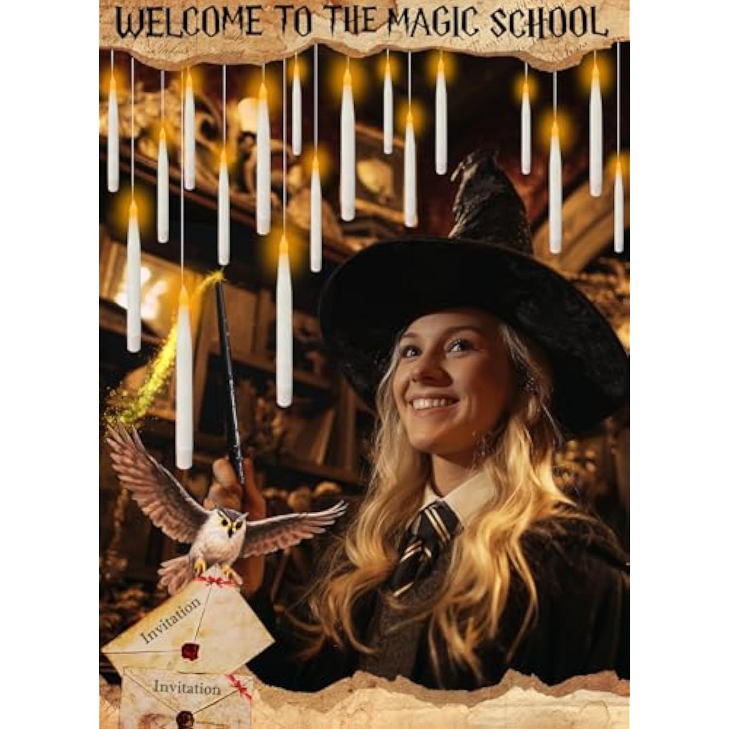 18Pcs Floating Candles With Magic Wand Remote, Battery Operated Flameless Taper Candles, Flickering Warm Led Light Window Candle For Halloween Decorations Christmas Wedding Party Decor