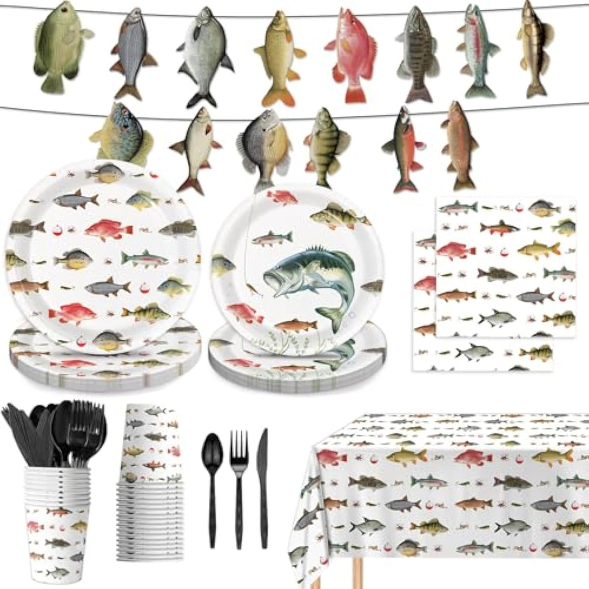 Gone Fishing Party Decor Set: 170-Piece O-Fish-Ally One Birthday