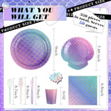 350 Pcs Mermaid Party Supplies Mermaids Themed Decorations Under The Sea Disposable Dinnerware Set Includes Plates Napkins Cups Spoons Fork Knives For Birthday Party, Serves 50 Guests