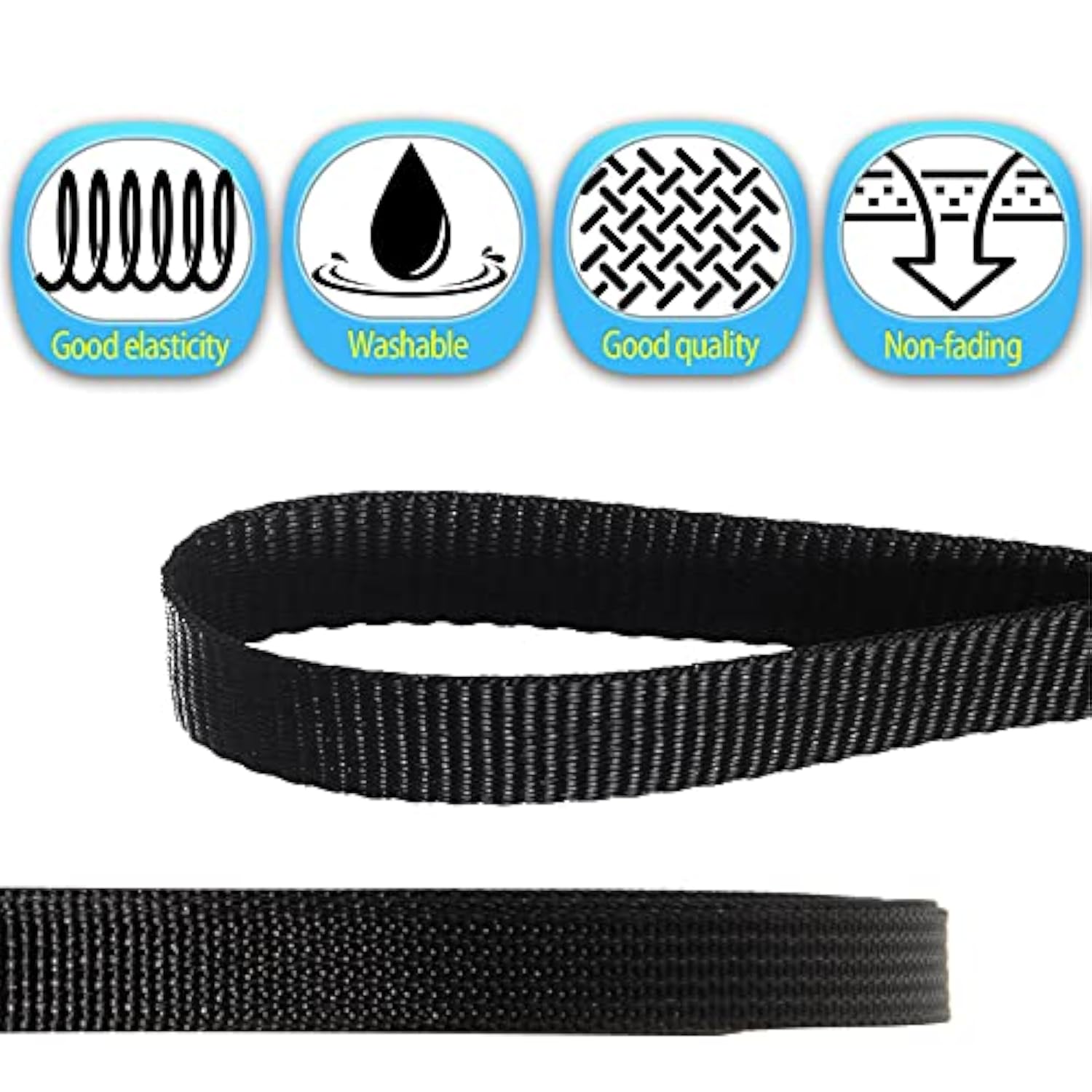 3/8-Inch 10Mm Wide Black Straps Nylon Webbing 25 Yards