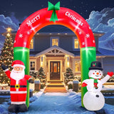 8Ft Christmas Inflatable Santa Snowman Arch Outdoor Decorations Blow Up Yard Decoration,Led Lights For Christmas Party H