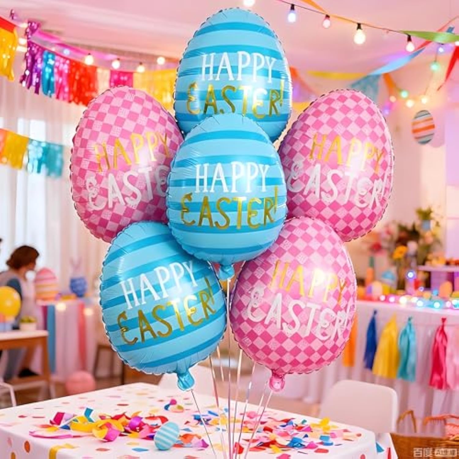 6Pcs Easter Bunny Balloons, Chick Balloons, Rabbit Head Foil Myla Balloons With Easter Eggs Balloons For Easter Party Decorations, Baby Shower, Spring Celebration Arch Decorations