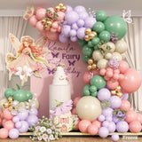 Sage Green Purple Pink Balloon Garland Arch Kit, 125Pcs Dusty Green Pastel Lavender Purple Blush Pink White Sand Metallic Gold Fairy Balloon For Baby Shower Birthday Wildflower Floral Party Decoration