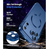 Magnetic Case for iPhone 17 Pro Max, MagSafe Compatible, Built-in Camera Lens Protector, Slim Thin Soft Silicone Bumper Shockproof Metallic Luster Phone Case, Blue