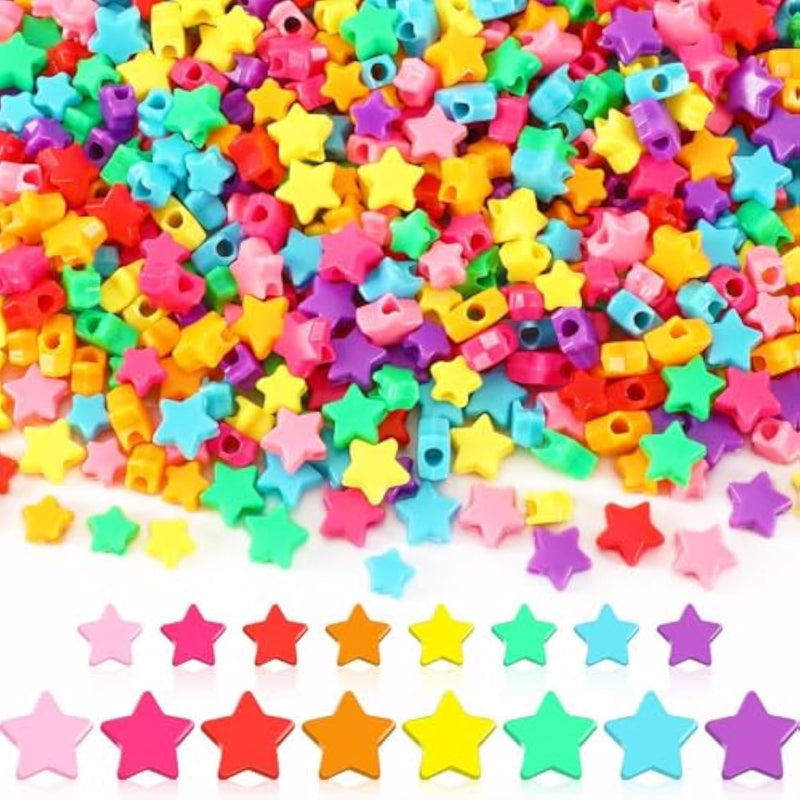 700Pcs Star Pony Beads, Large Hole Star Shape Spacer Beads Rainbow Beads For Birthday 4Th Of July Pride Party Decorate Jewelry Making Necklace Friendship Hair Beads